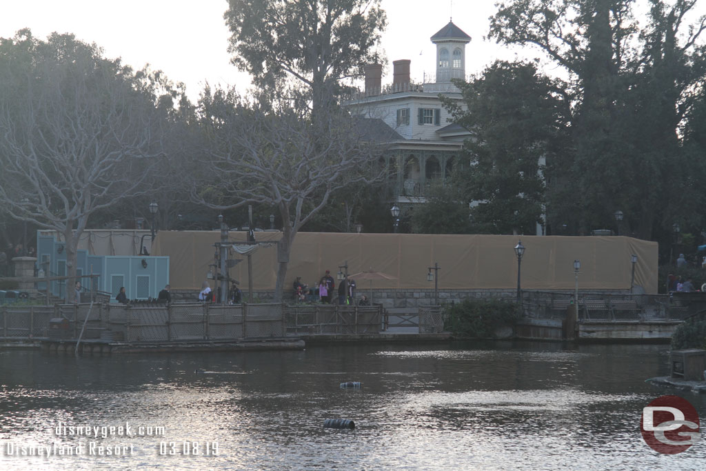 Disneyland scheduling sometimes seems off.. walls are up as they work on the planters near the Haunted Mansion, this is where the stroller parking usually is.  Fantasmic has been dark for several weeks and returns tonight.  These walls went up in the past few days. Seems this project should have been done during the renovation time.