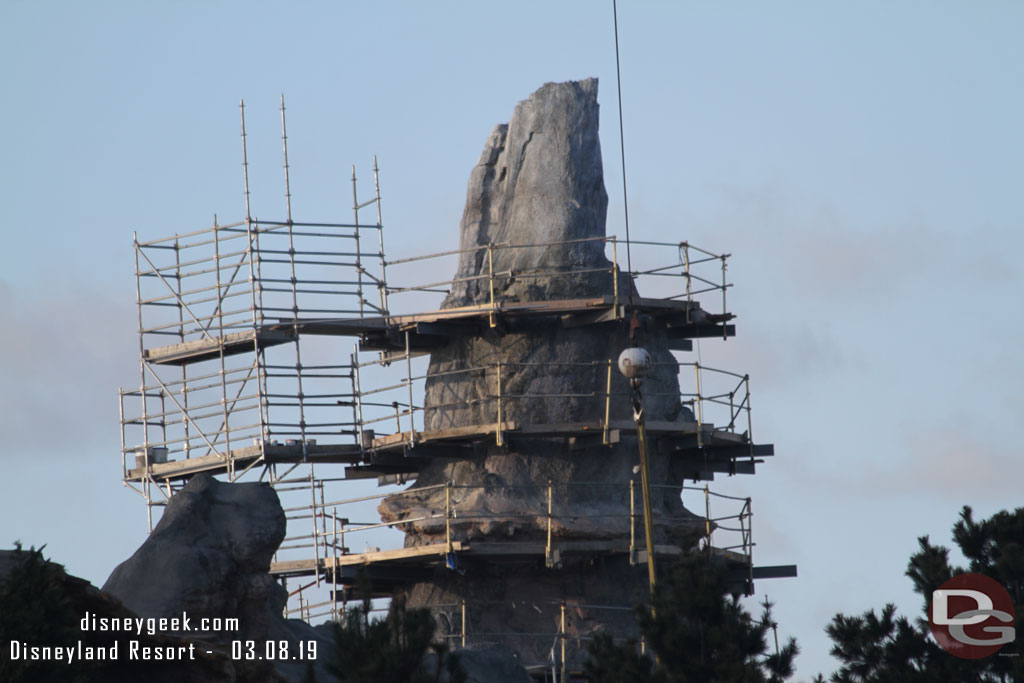 The park side of the formation they are removing the scaffolding from.