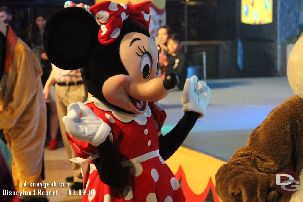 Minnie Mouse at the Get Your Ears On Dance Party at the Tomorrowland Terrace.