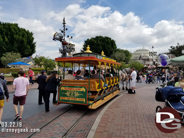 The horse drawn street cars are stopping more toward Tomorrowland because of the work.