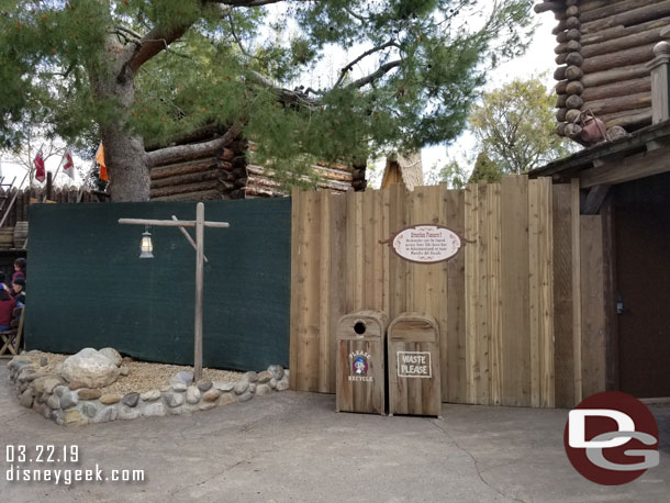 The walkway to Adventureland is blocked due to another project.