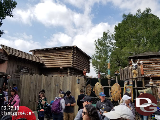 The Adventureland side of the walls blocking the path to Frontierland.