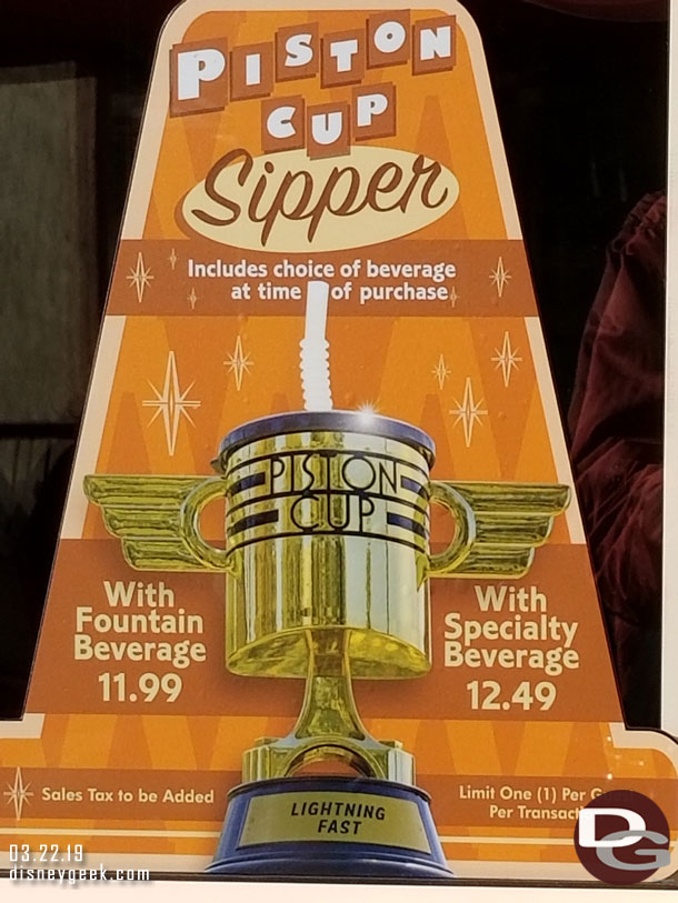 Piston Cup sippers are also available at the Cozy Cone