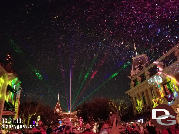 The lasers come from the top of the train station due to the castle renovation project.