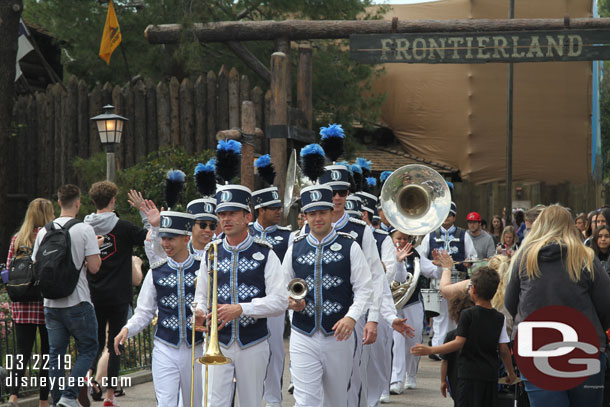The Disneyland Band marching out of Frontierland.