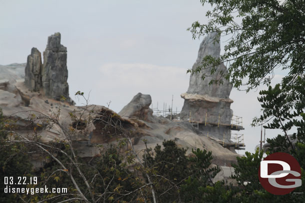 The top several stories of scaffolding are now removed from this last large formation that is being completed.