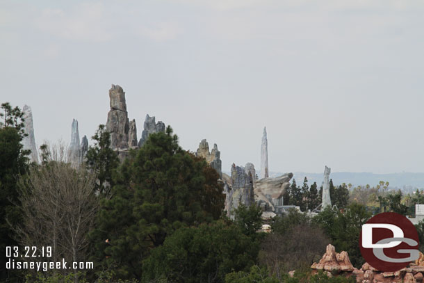 A nearly final view of the rock formations of Batuu from here.  Almost all visible scaffolding is removed.