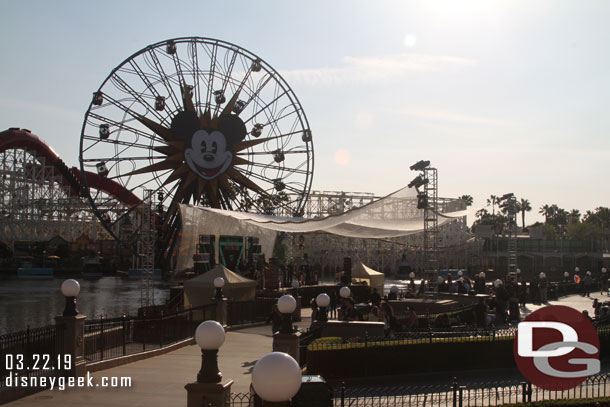 A shade over the stage area in Paradise Park (the last couple visits have been cloudy so it was not up).