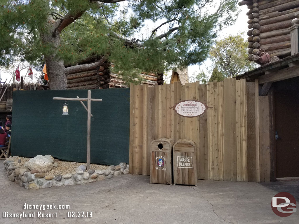 The walkway to Adventureland is blocked due to another project.
