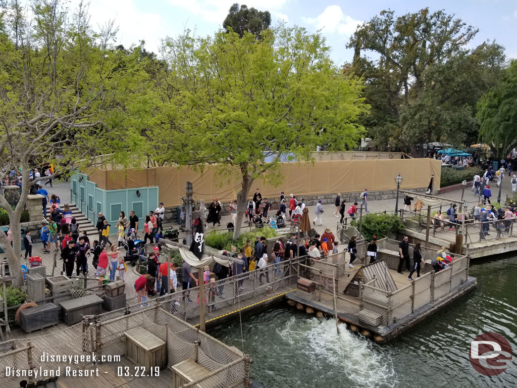 Work continues on the stroller parking area across from the Haunted Mansion.