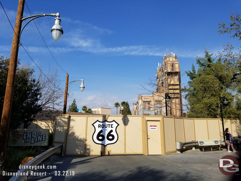 The reverse view from Cars Land toward Hollywood Land.