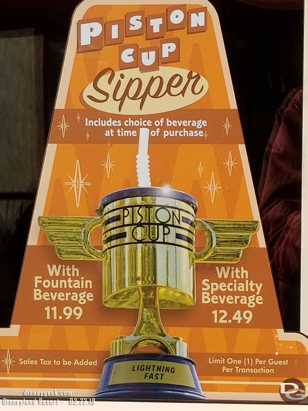 Piston Cup sippers are also available at the Cozy Cone