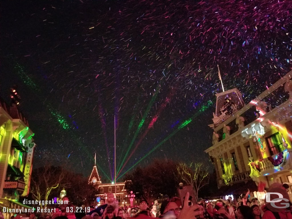 The lasers come from the top of the train station due to the castle renovation project.