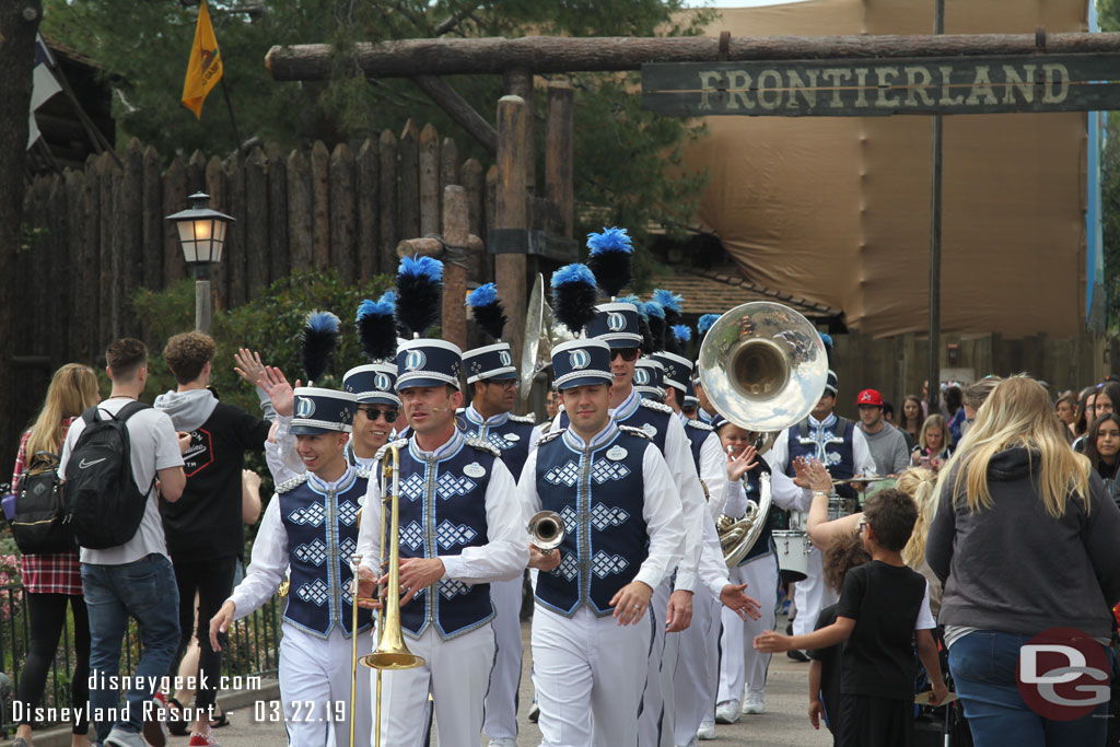 The Disneyland Band marching out of Frontierland.