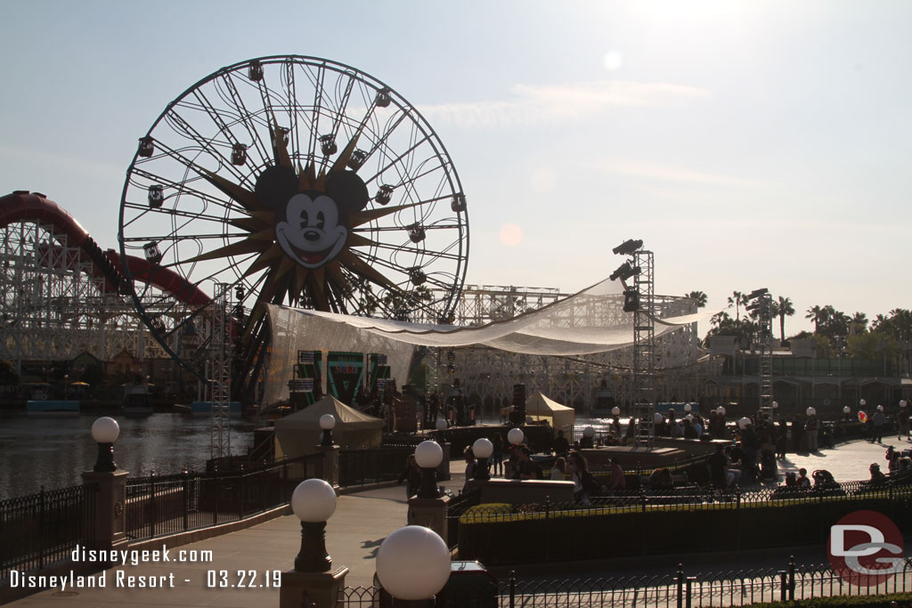 A shade over the stage area in Paradise Park (the last couple visits have been cloudy so it was not up).