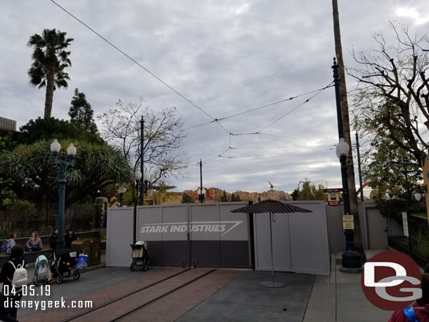 Jumping to Hollywood Land the walls for the  Marvel project have been extended out closer to the FastPass area for Guardians.  The Red Car has ceased operation due to the work and will be closed for months (hearing 2020 return).