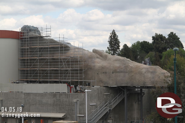 Some of the scaffolding on the back side of this Galaxy's Edge formation has been removed.