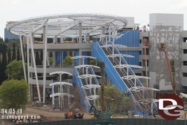 The scaffolding is down from the sides of the escalators and the roof structures are in place.