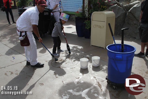 Water art training was underway along the festival corridor.