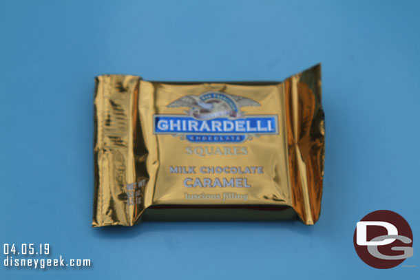 Ghirardelli was passing out regular sized caramel squares today.