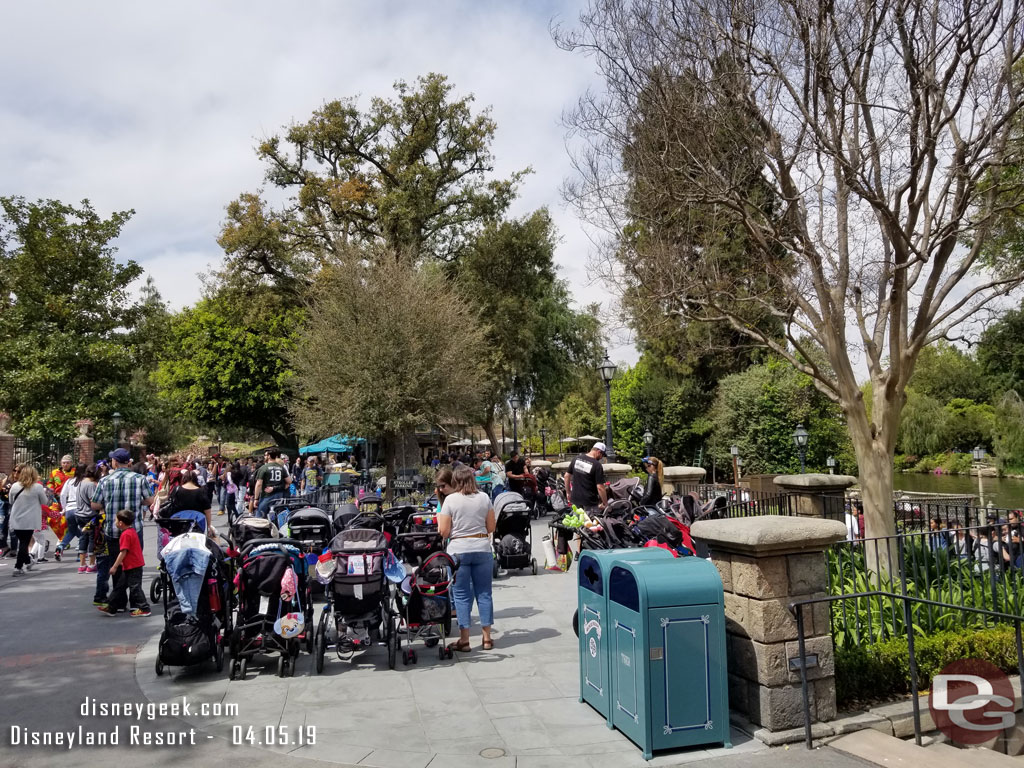 The stroller area near the Haunted Mansion is expanded.  The beverage stand that was there was removed and the planter cut back a little it seems