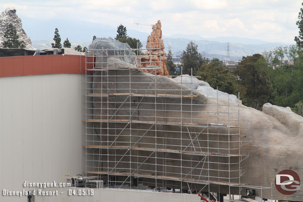 They are still working on the additional section.  Concrete has been applied to the wire mesh we saw last visit.