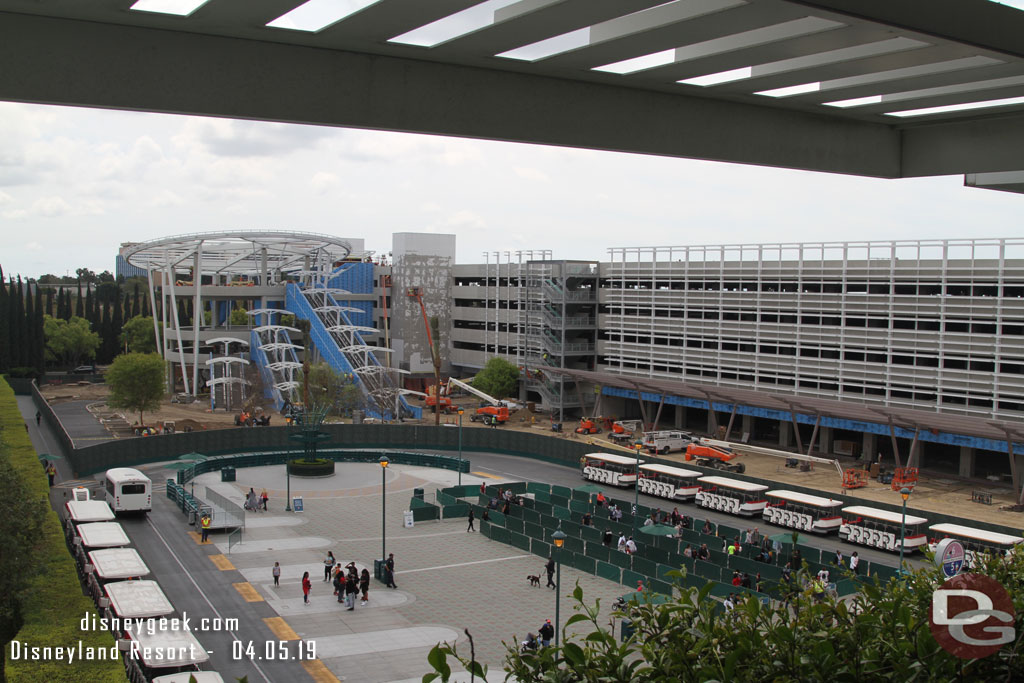 A wider look at the Pixar Pals Parking Structure from the 5th floor.