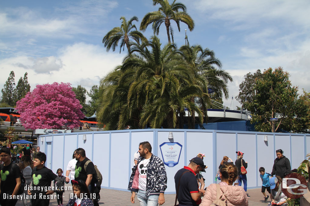 No visible progress on the planter/stroller parking work near Autopia (the attraction is still open and wait times were really short 5-10 minutes only the couple times I looked).