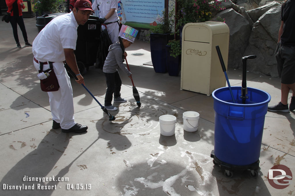 Water art training was underway along the festival corridor.