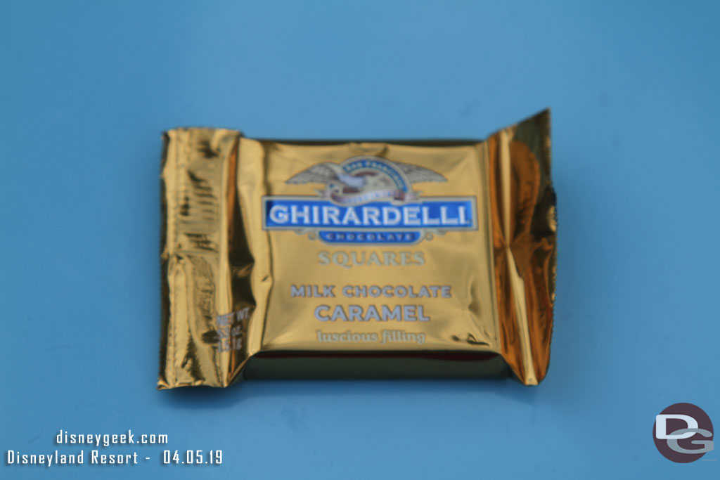 Ghirardelli was passing out regular sized caramel squares today.