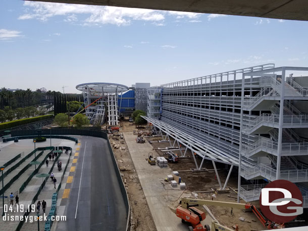 A wider look at the Pixar Pals Parking Structure.  Opening in a little over two months.