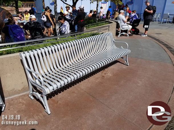 Throughout Tomorrowland are several new large benches.