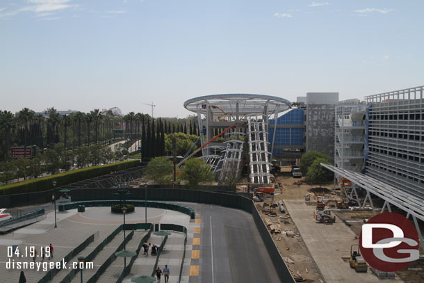 Work continues on the escalator area.  A new temporary walkway through the construction has opened on the left.