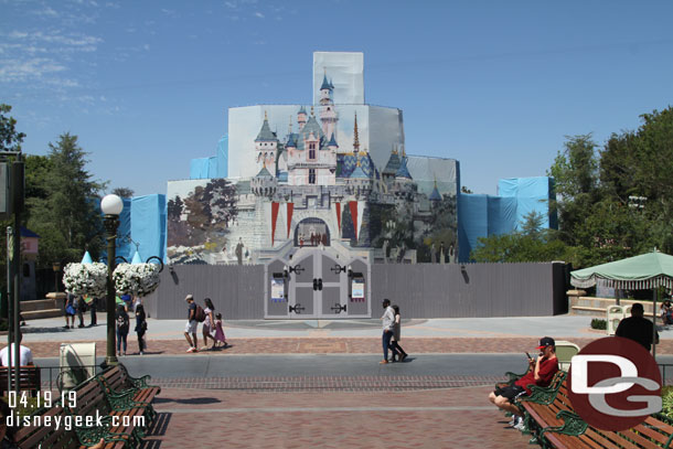 The walls have been pushed back from the hub by the Castle.  The curbs have been removed on the northern side of the street.