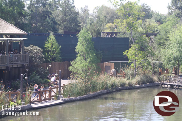 Walls up around the extended dining area for the Hungry Bear.  It appears they are adding a roof structure to replace the umbrellas.