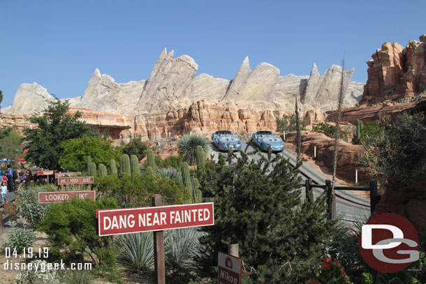 Radiator Springs Racers was down and a couple cars were stopped in Ornament Valley.