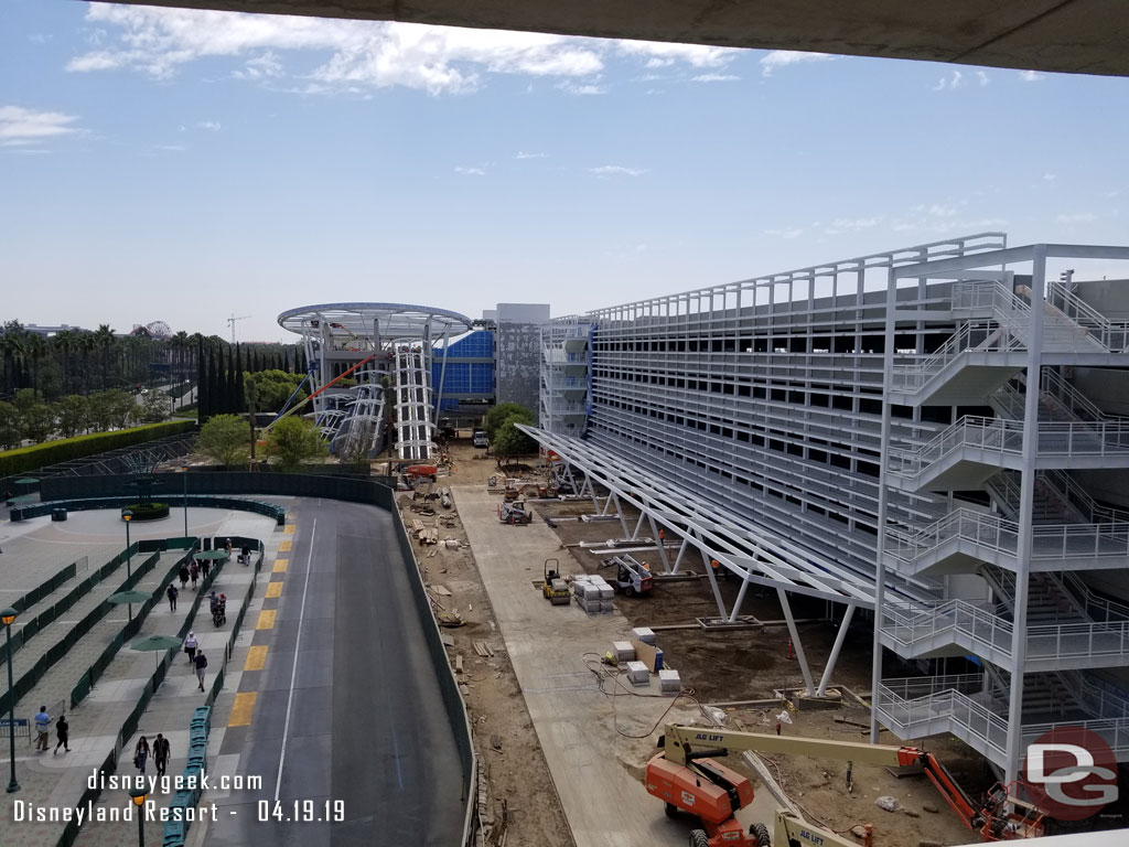 A wider look at the Pixar Pals Parking Structure.  Opening in a little over two months.