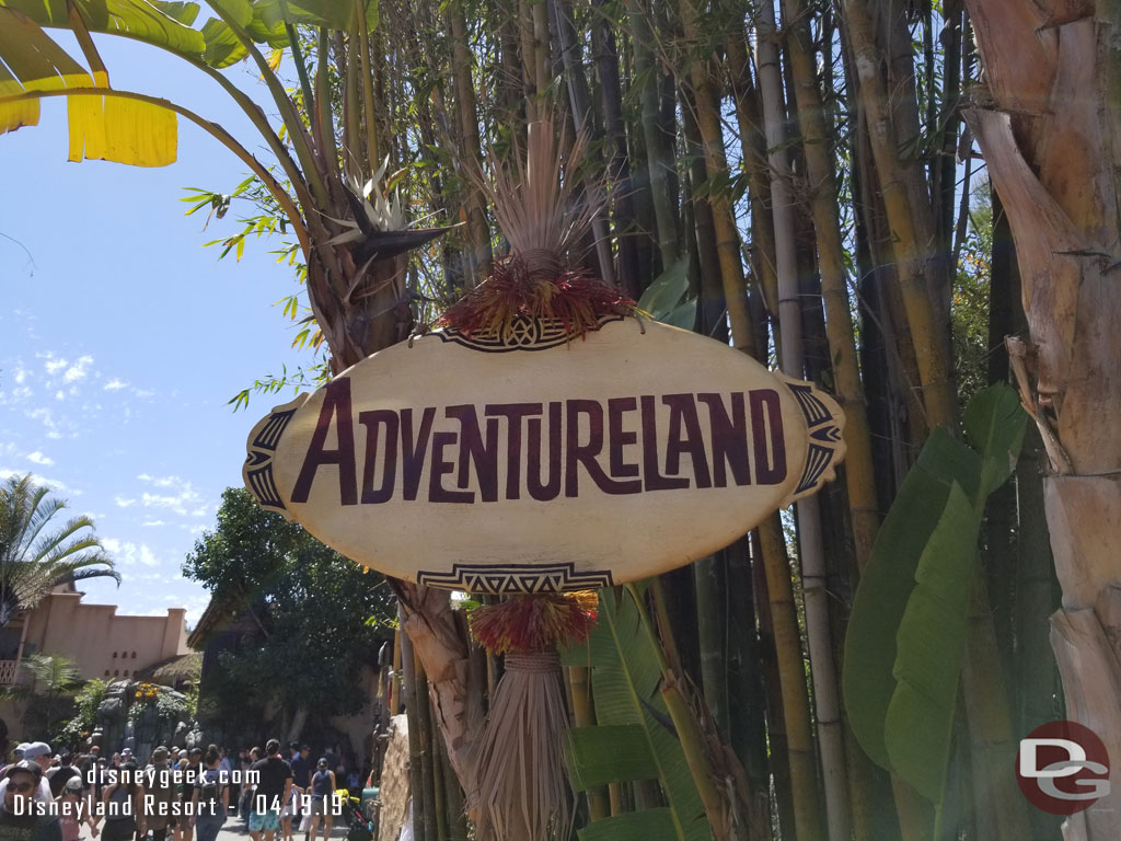 A temporary sign is off to the side.  Anyone recognize this?  It used to hang on the Tahitian Terrace.  So a little Disneyland history for the temporary sign.