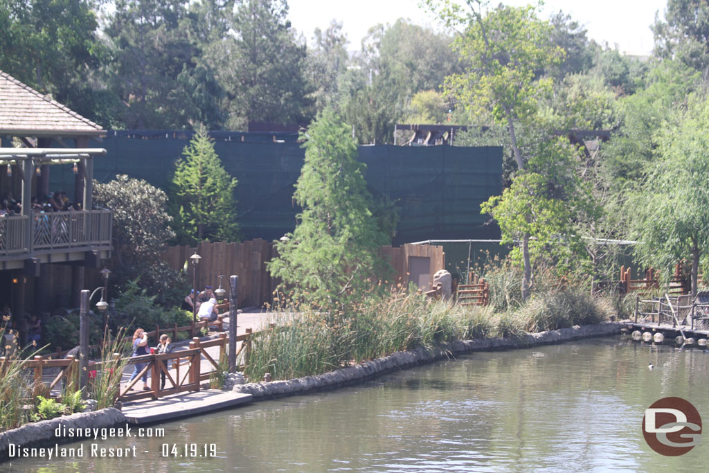 Walls up around the extended dining area for the Hungry Bear.  It appears they are adding a roof structure to replace the umbrellas.