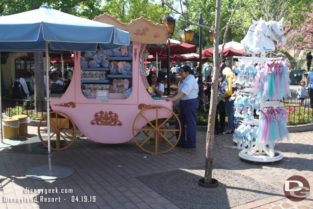 The cart that usually near the castle has been set up in the stroller parking area near Pinocchio in Fantasyland.