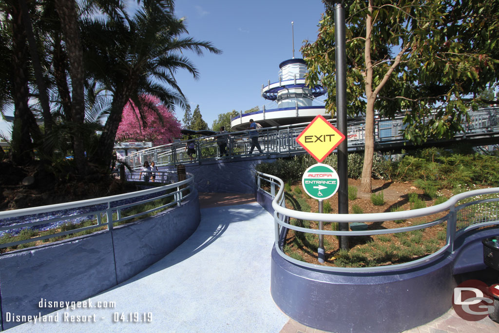 The new pathway is marked as the Autopia Exit.