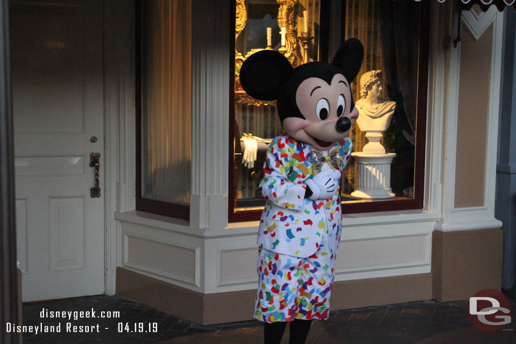 Mickey greeting guests in Town Square.