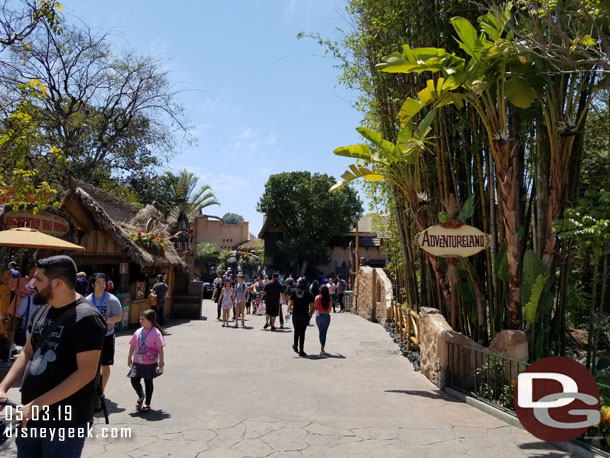 Making my way into Adventureland, no visible signs of progress on the new entrance sign.
