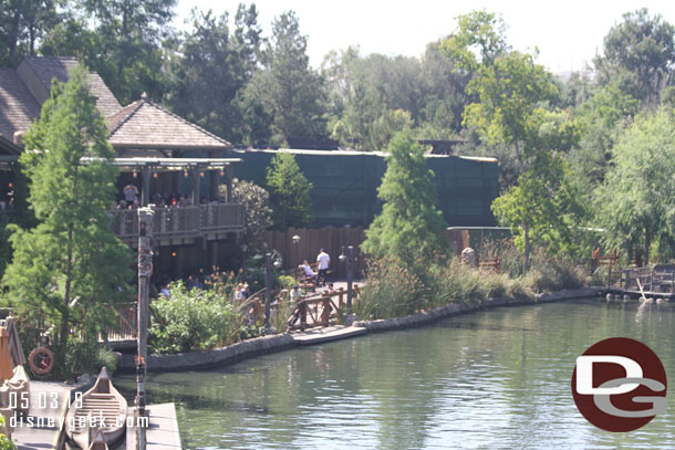 The back dining area of the Hungry Bear looks to be receiving a shade structure.