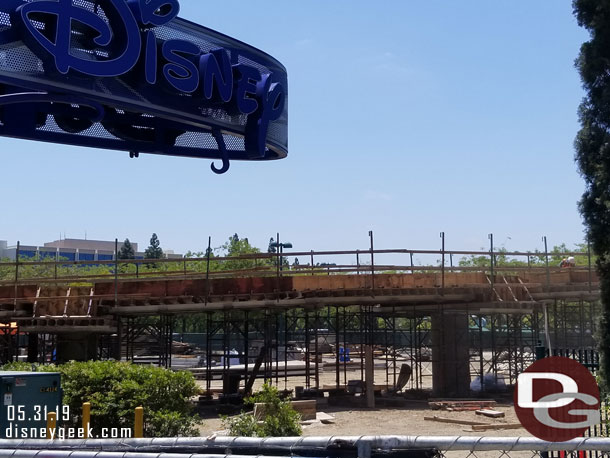 The new ramp is taking shape. This will be the entry/exit ramp to the bridge that will cross Magic Way to the parking structure.