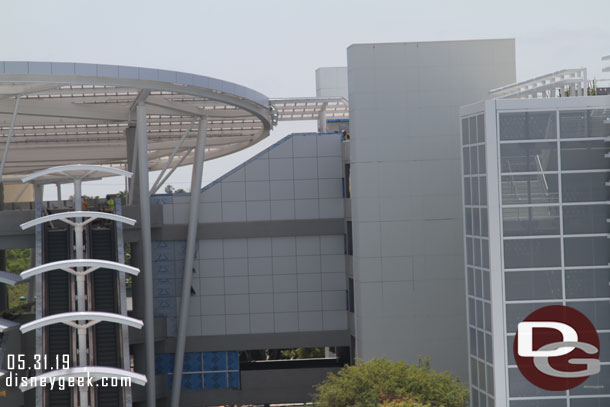 Most of the paneling has been added to the escalator and wall areas.