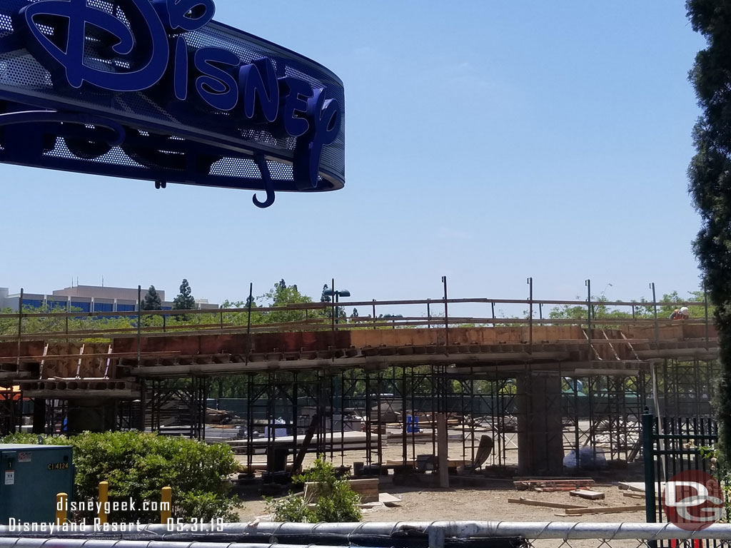 The new ramp is taking shape. This will be the entry/exit ramp to the bridge that will cross Magic Way to the parking structure.