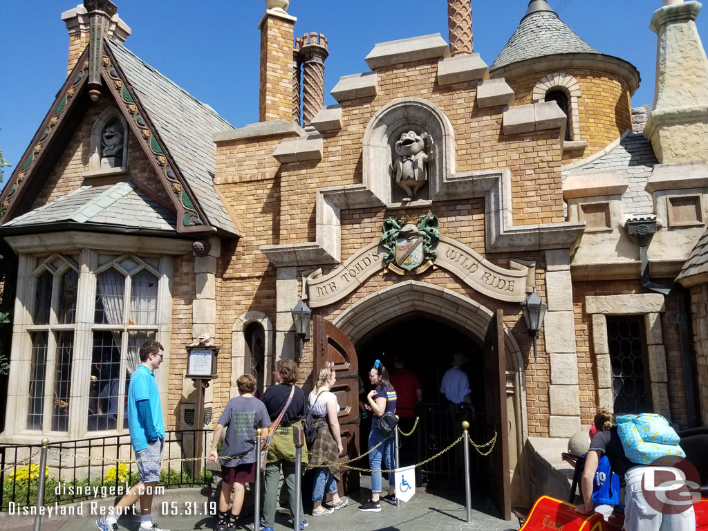 The Mr. Toad queue was just outside the door.