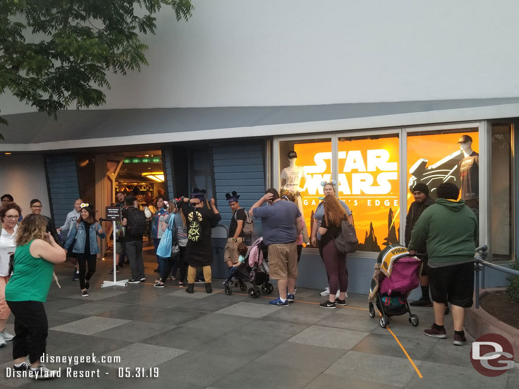 This evening there was a small line to enter Star Traders