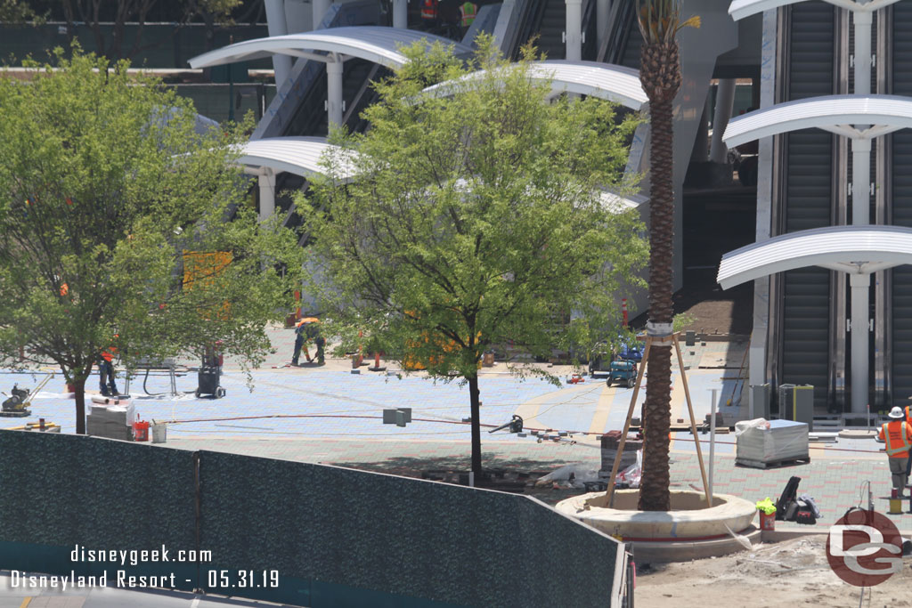 Panning to the left the pavers by the other escalators look mostly installed now too.